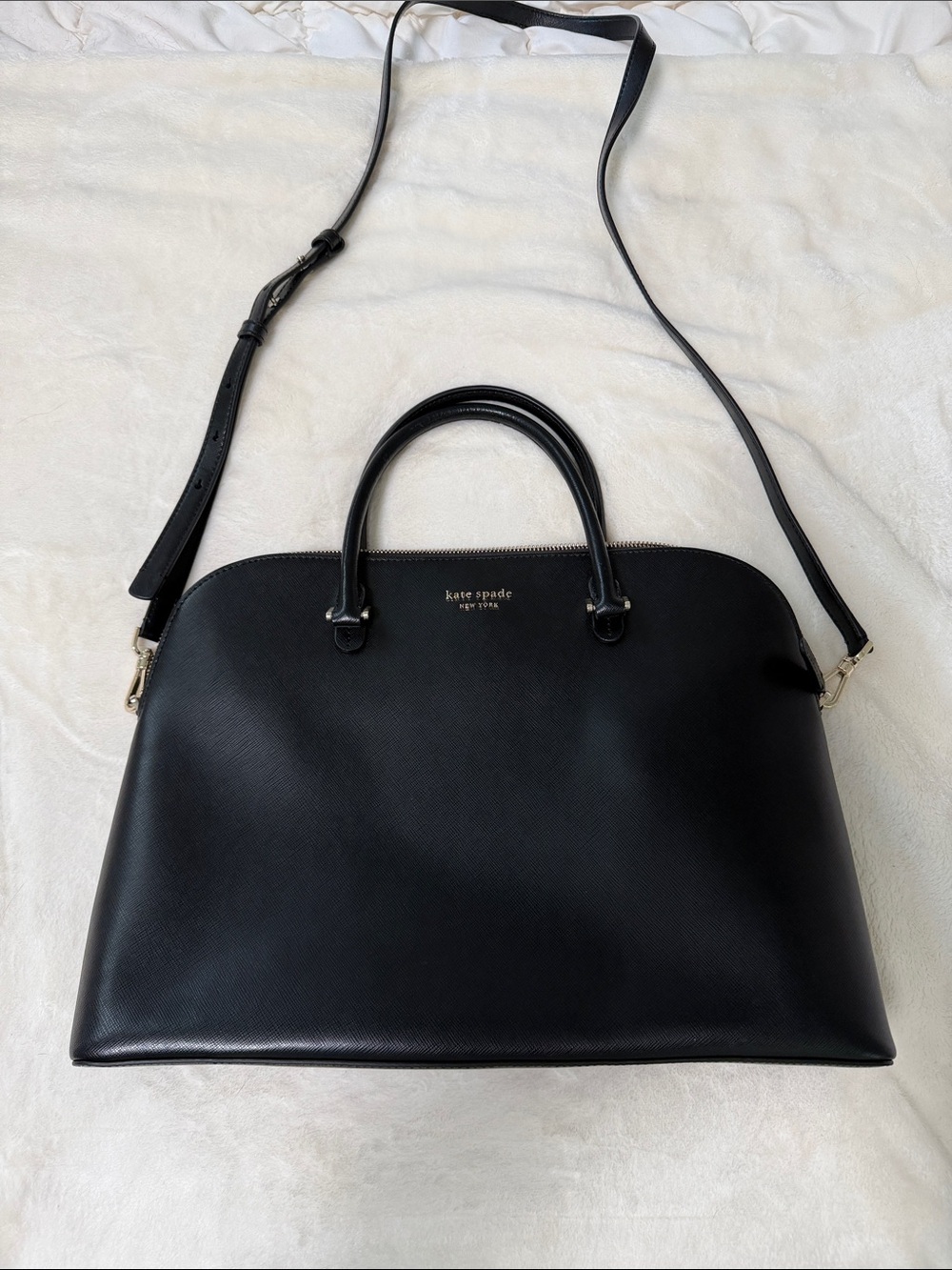 kate spade Black Saffiano Dome Satchel with Detachable Strap